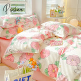 Pisoshare Kawaii Korean Style Flower Bedding Set Twin Full Queen King Size Double Bed Cute Sheet