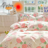 Pisoshare Kawaii Korean Style Flower Bedding Set Twin Full Queen King Size Double Bed Cute Sheet