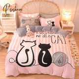Pisoshare Kawaii Pastel Bedding Set Cute Ins Flannel Velvet Warm Winter Thicken Duvet Cover Bed