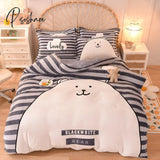 Pisoshare Kawaii Pastel Bedding Set Cute Ins Flannel Velvet Warm Winter Thicken Duvet Cover Bed