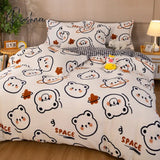 Pisoshare Kawaii Pastel Bedding Set Cute Ins Flannel Velvet Warm Winter Thicken Duvet Cover Bed