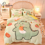 Pisoshare Kawaii Pastel Bedding Set Cute Ins Flannel Velvet Warm Winter Thicken Duvet Cover Bed