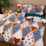 Pisoshare Kawaii Pastel Bedding Set Cute Ins Flannel Velvet Warm Winter Thicken Duvet Cover Bed