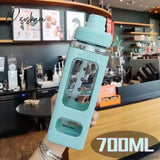 Pisoshare Kawaii Pastel Straw Bottle New Transparent Square Cute Water Bottles Large Capacity