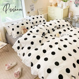 Pisoshare Kawaii Peach Bedding Set For Home Cotton Twin Full Queen Size Strawberry Bear Cute Fitted