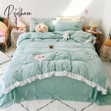 Pisoshare Kawaii Peach Strawberry Bedding Set For Home Cotton Pink Twin Full Queen Size Cute Double