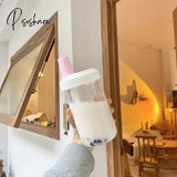 Pisoshare Kawaii Pearl Milk Tea Straw Glass Water Bottle Women Student Portable Large Capacity