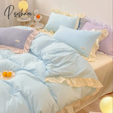 Pisoshare Kawaii Pink Bedding Set Bedspreads Polyester Twin Full Queen Size Cute Fitted Double Bed