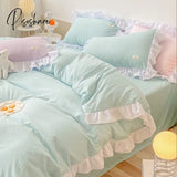 Pisoshare Kawaii Pink Bedding Set Bedspreads Polyester Twin Full Queen Size Cute Fitted Double Bed