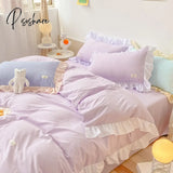 Pisoshare Kawaii Pink Bedding Set Bedspreads Polyester Twin Full Queen Size Cute Fitted Double Bed