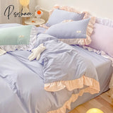 Pisoshare Kawaii Pink Bedding Set Bedspreads Polyester Twin Full Queen Size Cute Fitted Double Bed