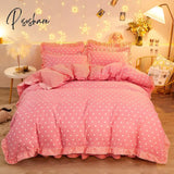 Pisoshare Kawaii Pink Strawberry Bedding Set For Home Twin Full Queen Size Daisy Bed Skirt Cute