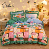 Pisoshare Kawaii Pink Strawberry Bedding Set For Home Twin Full Queen Size Daisy Bed Skirt Cute