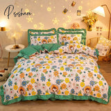 Pisoshare Kawaii Pink Strawberry Bedding Set For Home Twin Full Queen Size Daisy Bed Skirt Cute