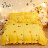 Pisoshare Kawaii Pink Strawberry Bedding Set For Home Twin Full Queen Size Daisy Bed Skirt Cute