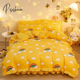 Pisoshare Kawaii Pink Strawberry Bedding Set For Home Twin Full Queen Size Daisy Bed Skirt Cute