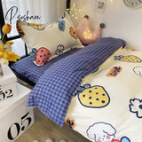 Pisoshare Kawaii Rabbit Printed Bed Linen Floral Duvet Cover Pillowcase Bedding Set Sheet Quilt