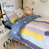 Pisoshare Kawaii Rabbit Printed Bed Linen Floral Duvet Cover Pillowcase Bedding Set Sheet Quilt