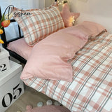 Pisoshare Kawaii Rabbit Printed Bed Linen Floral Duvet Cover Pillowcase Bedding Set Sheet Quilt