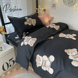 Pisoshare Kawaii Rabbit Printed Bed Linen Floral Duvet Cover Pillowcase Bedding Set Sheet Quilt