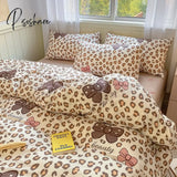 Pisoshare Kawaii Strawberry Rabbit Bedding Set For Home Cotton Twin Full Queen Size Cute Double