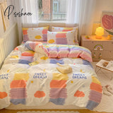 Pisoshare Kawaii Strawberry Rabbit Bedding Set For Home Cotton Twin Full Queen Size Cute Double