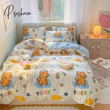 Pisoshare Kawaii Strawberry Rabbit Bedding Set For Home Cotton Twin Full Queen Size Cute Double