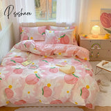 Pisoshare Kawaii Strawberry Rabbit Bedding Set For Home Cotton Twin Full Queen Size Cute Double