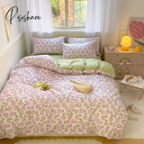 Pisoshare Kawaii Strawberry Rabbit Bedding Set For Home Cotton Twin Full Queen Size Cute Double