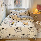 Pisoshare Kawaii Strawberry Rabbit Bedding Set For Home Cotton Twin Full Queen Size Cute Double