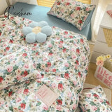 Pisoshare Kawaii Sweet Peach Comforter Bedding Set Simple Girl Heart 100% Cotton Kids Duvet Bed