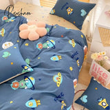 Pisoshare Kawaii Sweet Peach Comforter Bedding Set Simple Girl Heart 100% Cotton Kids Duvet Bed