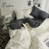 Pisoshare King Queen Bedding Set 4 Pieces Bed Solid Color Duvet Cover Pillow Case Sheet Ab Side