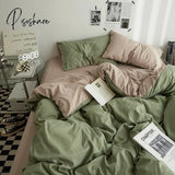 Pisoshare King Queen Bedding Set 4 Pieces Bed Solid Color Duvet Cover Pillow Case Sheet Ab Side