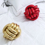 Pisoshare Knotted Ball Cushion Pillow Round Decorative Throw Pillows For Sofa Bronzing Couch Back