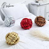 Pisoshare Knotted Ball Cushion Pillow Round Decorative Throw Pillows For Sofa Bronzing Couch Back