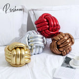 Pisoshare Knotted Ball Cushion Pillow Round Decorative Throw Pillows For Sofa Bronzing Couch Back