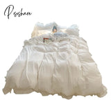 Pisoshare Korean Girl Princess Style Solid Color Bedding Fitted Set Cute Cotton Ruffle Duvet Cover