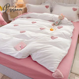 Pisoshare Korean Ins Cute Bedding Set Ruffle Pillowcase Cotton Flat Bed Sheets Queen Size Simple