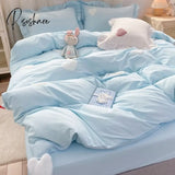 Pisoshare Korean Ins Cute Bedding Set Ruffle Pillowcase Cotton Flat Bed Sheets Queen Size Simple