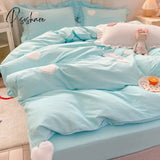 Pisoshare Korean Ins Cute Bedding Set Ruffle Pillowcase Cotton Flat Bed Sheets Queen Size Simple