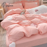 Pisoshare Korean Ins Cute Bedding Set Ruffle Pillowcase Cotton Flat Bed Sheets Queen Size Simple