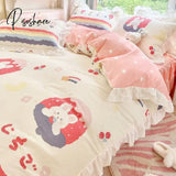 Pisoshare Korean Ins Girl Princess Style Bedding Set Kawaii Ruffle Bed Skirt Sheet Full Queen Size