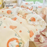 Pisoshare Korean Ins Girl Princess Style Bedding Set Kawaii Ruffle Bed Skirt Sheet Full Queen Size