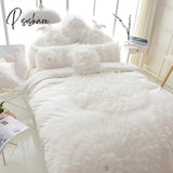 Pisoshare Korean Lace Flower Princess Wedding White Duvet Cover Bedspreads Bed Skirt Pillowcases