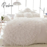 Pisoshare Korean Lace Flower Princess Wedding White Duvet Cover Bedspreads Bed Skirt Pillowcases