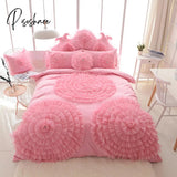 Pisoshare Korean Lace Flower Princess Wedding White Duvet Cover Bedspreads Bed Skirt Pillowcases