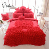 Pisoshare Korean Lace Flower Princess Wedding White Duvet Cover Bedspreads Bed Skirt Pillowcases