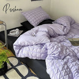 Pisoshare Korean Princess Pink Seersucker Bedding Kawaii Bed Skirt Duvet Cover Solid Color Queen