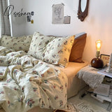 Pisoshare Korean Retro Floral King Size Bedding Set 100% Cotton Home Textile Sets Soft Single